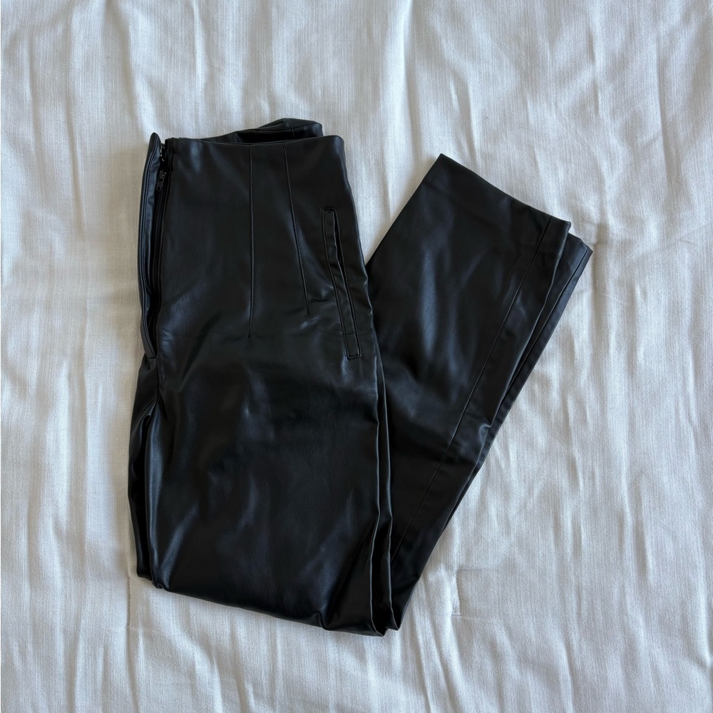 Zara Women’s Pleated Tapered Leather Trouser Pant